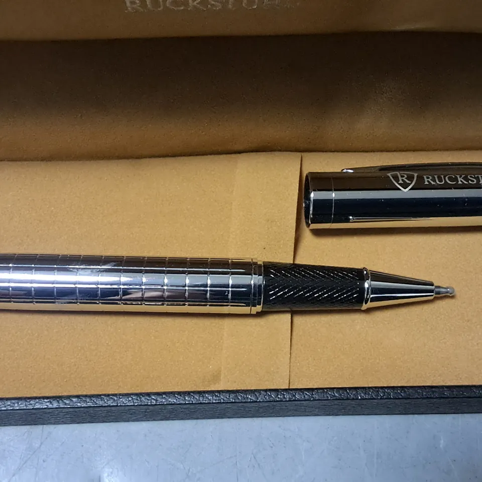 RUCKSTUHL STAINLESS STEEL ROLLERBALL PEN IN GIFT BOX