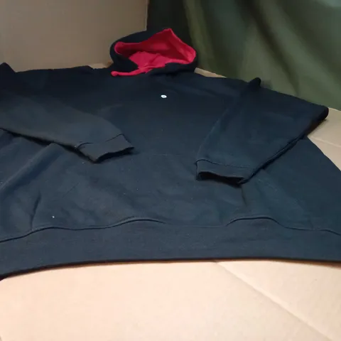 DESIGNER BLACK/RED DETAILED FRONT POCKET HOODIE - 2XL