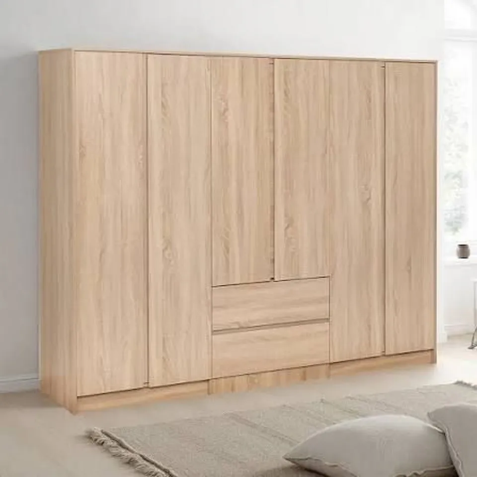 BOXED MALVERN 6 DOOR 2 DRAWER WARDROBE - SONOMA OAK EFFECT (5 BOXES)