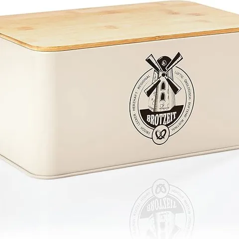 BOXED KLARSTEIN STIGBY 2-IN-1 BREAD BIN WITH CUTTING BOARD, SHEET METAL, BAMBOO