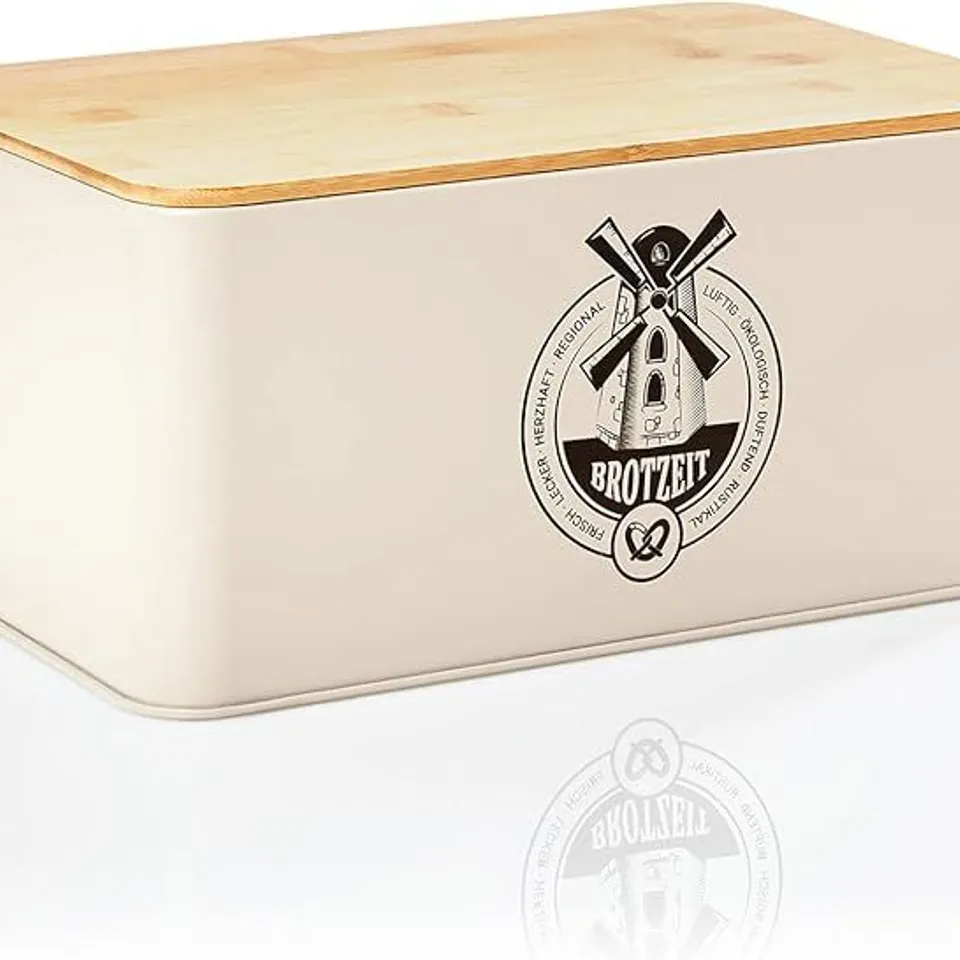 BOXED KLARSTEIN STIGBY 2-IN-1 BREAD BIN WITH CUTTING BOARD, SHEET METAL, BAMBOO