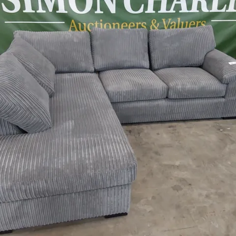 DESIGNER CORNER CHAISE SOFA GREY JUMBO CHORD