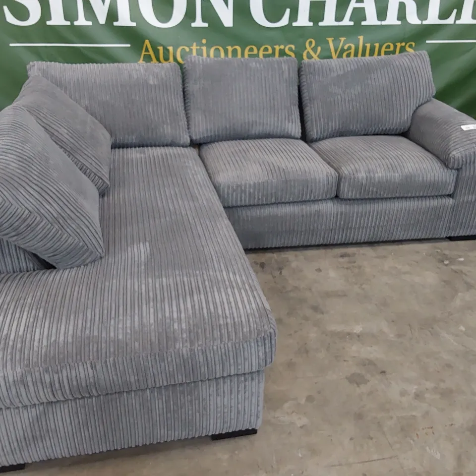 DESIGNER CORNER CHAISE SOFA GREY JUMBO CHORD