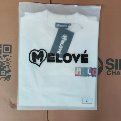 BAGGED MELOVΓ WHITE CHENILLE T-SHIRT 2.0 SIZE LARGE