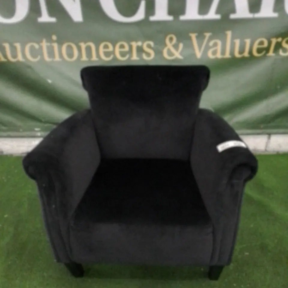 DESIGNER HARMONY BLACK VELVET ARM CHAIR