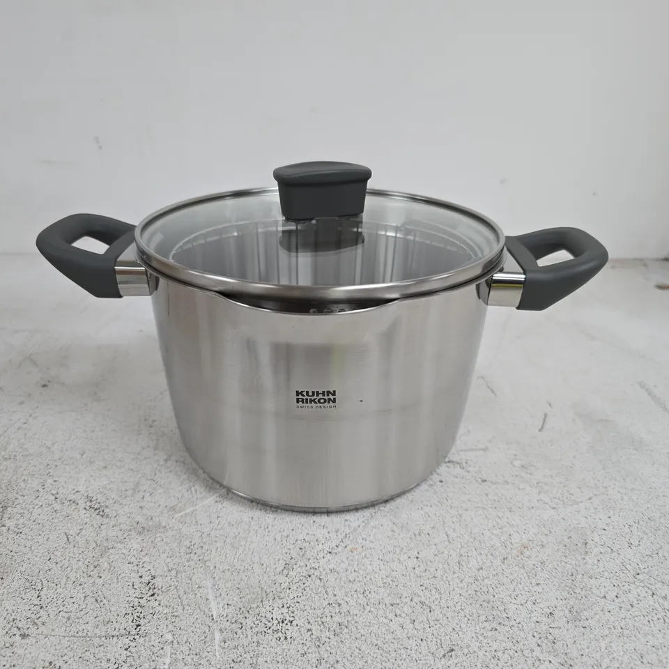 KUHN RIKON STRAINING STOCKPOT 3.8L W/ STEAMER BASKET & LOCKING LID BOXED