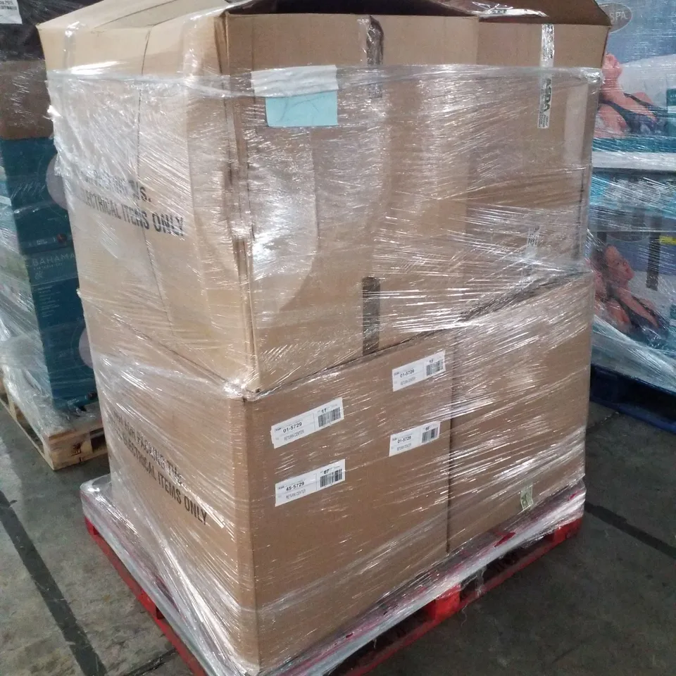 PALLET OF 4 BOXES CONTAINING ASSORTED ELECTRICAL PRODUCTS INCLUDING HDMI DVD PLAYERS, CANON PIXMA TS5150 PRINTER, UNIVERSAL TV REMOTES & WIRELESS EARBUDS 
