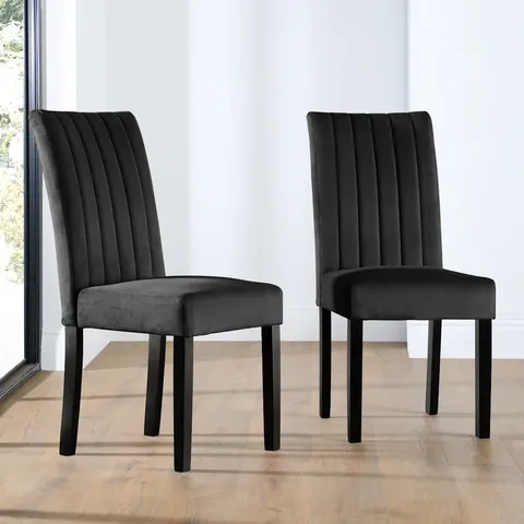 BOXED SALISBURY DINING CHAIR, BLACK CLASSIC VELVET & BLACK SOLID HARDWOOD (1 BOX)