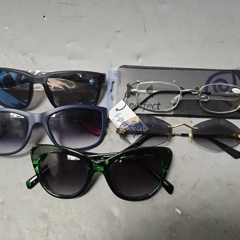 APPROXIMATELY 12 ASSORTED VISION CARE ITEMS TO INCLUDE - SUN  GLASSES , EYEWEAR GLASSES , CARRY CASE 