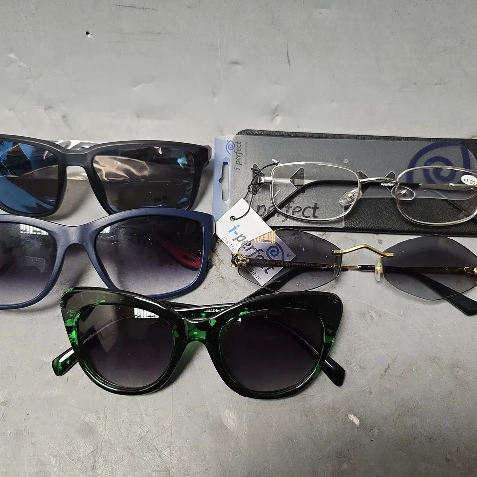 APPROXIMATELY 12 ASSORTED VISION CARE ITEMS TO INCLUDE - SUN  GLASSES , EYEWEAR GLASSES , CARRY CASE 