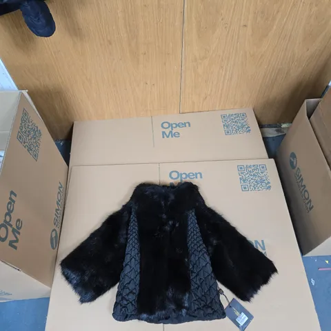 V69 ITALIA BLACK FUR COAT – SIZE S/M
