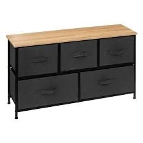 BOXED 5FIVE TISSA LOW 5 DRAWER STORAGE UNIT, DARK GREY (1 BOX)
