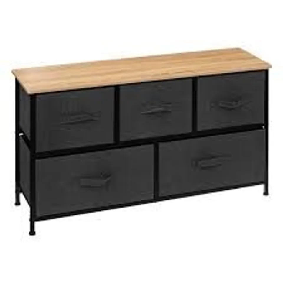 BOXED 5FIVE TISSA LOW 5 DRAWER STORAGE UNIT, DARK GREY (1 BOX)