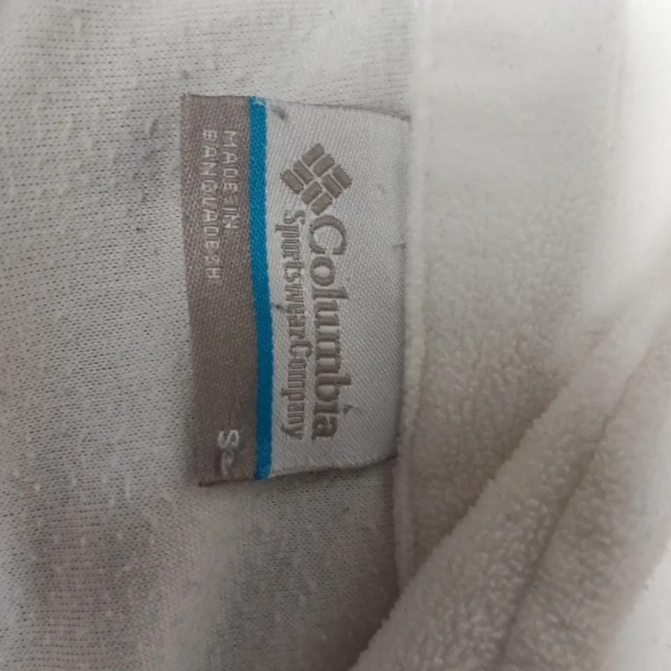 COLUMBIA WHITE FLEECE HALF-ZIP PULLOVER – SIZE S