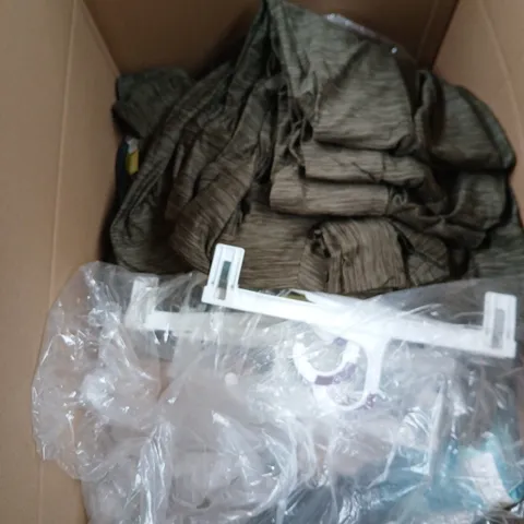 BOX OF APPROXIMATELY 50 ASSORTED CLOTHING ITEMS IN VARIOUS STYLES , COLOURS AND SIZES