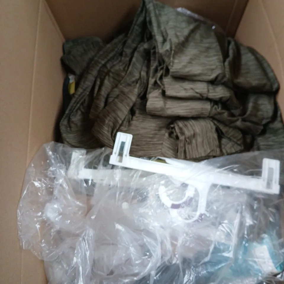 BOX OF APPROXIMATELY 50 ASSORTED CLOTHING ITEMS IN VARIOUS STYLES , COLOURS AND SIZES