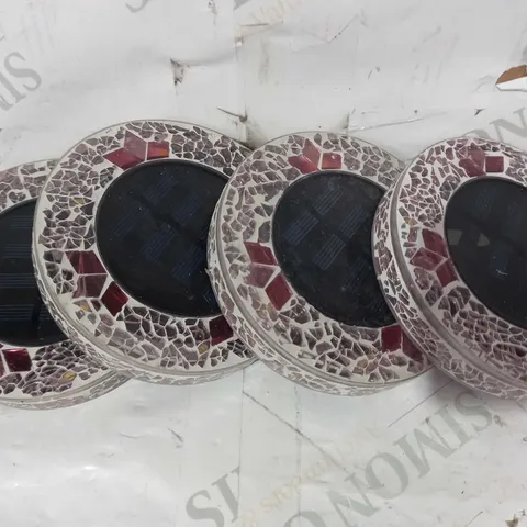 BELL & HOWELL SET OF 4 GLASS MOSAIC DESIGN SOLAR DISK LIGHTS