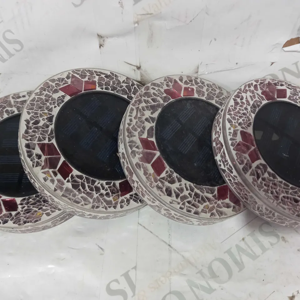 BELL & HOWELL SET OF 4 GLASS MOSAIC DESIGN SOLAR DISK LIGHTS