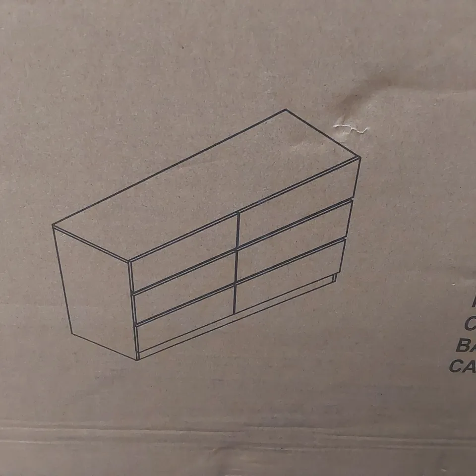 BOXED 6-DRAWER CHEST OF DRAWERS - OAK (2 BOXES)