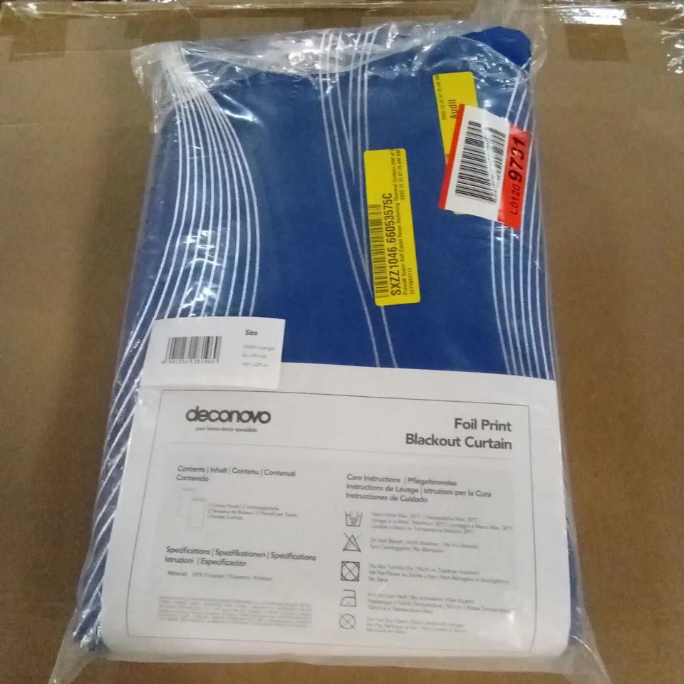 BAGGED PREWETT SUPER SOFT EYELET ROOM DARKENING THERMAL CURTAIN PAIR - BLUE // SIZE: 168 x 229cm