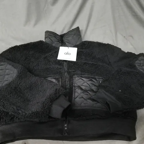ALO YOGA SHERPA EDGE BOMBER JACKET – BLACK, SIZE L