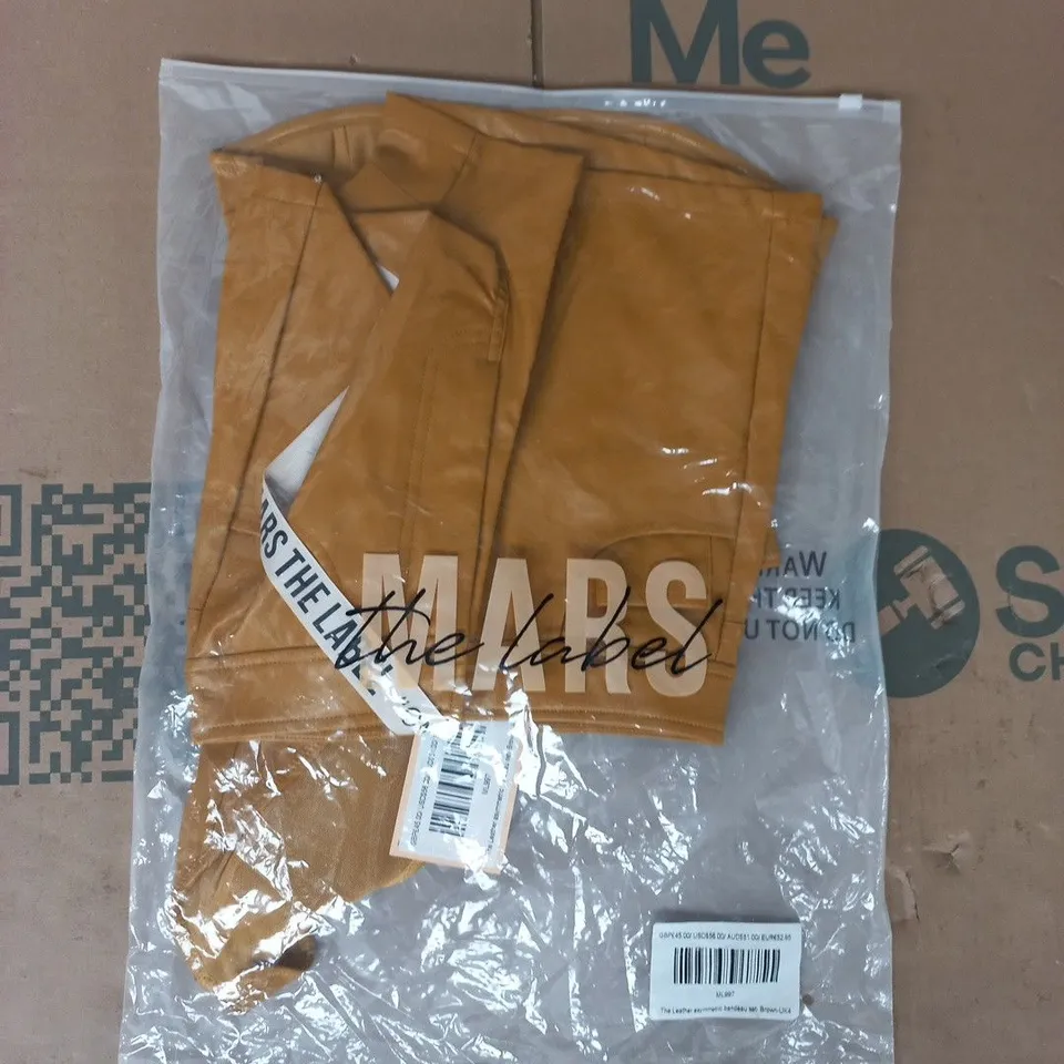 BAGGED MARS THE LABEL THE LEATHER ASYMMETRIC BANDEAU SET IN BROWN SIZE UK 4