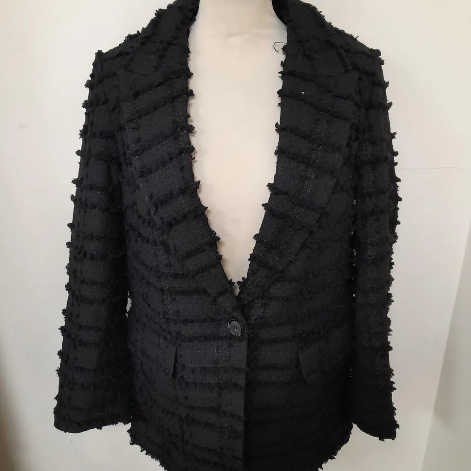 H&M TEXTURED BLACK BLAZER - EUR XS