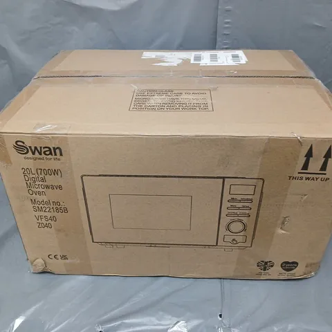 SWAN 20L 700W DIGITAL MICROWAVE IN BLACK - COLLECTION ONLY