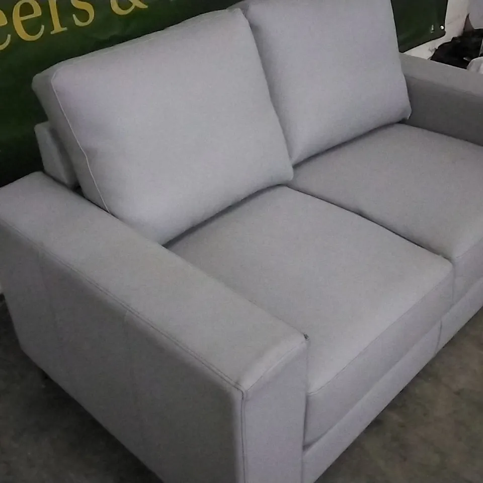 DESIGNER LIGHT GREY LEATHER MODERN DESIGN 2 SEATER SOFA