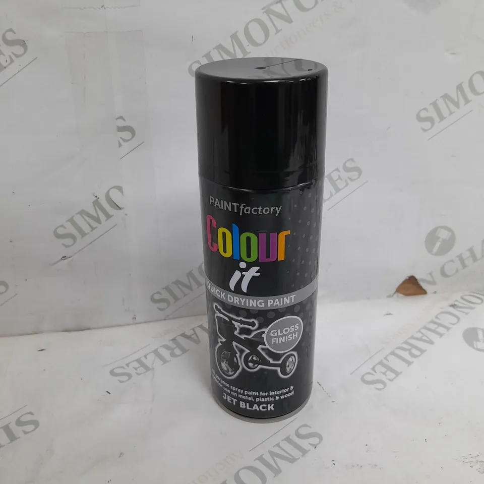 12 PAINTFACTORY COLOUR IT QUICK DRYING PAINT IN JET BLACK (12 x 400ml) - COLLECTION ONLY