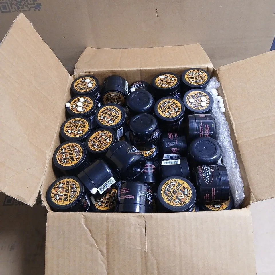 BOX OF APPROXIMATELY 90 X THE BIG BLACK COCK GREASE ULTRA HARD HAIR WAX 50G