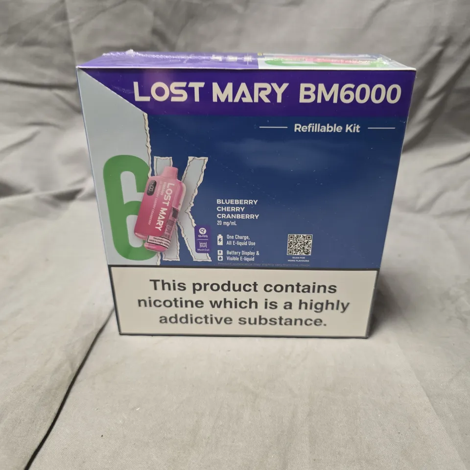 LOST MARY BM6000 REFILLABLE KIT - BLUEBERRY CHERRY CRANBERRY (20 MG/ML NICOTINE) - 5-PACK