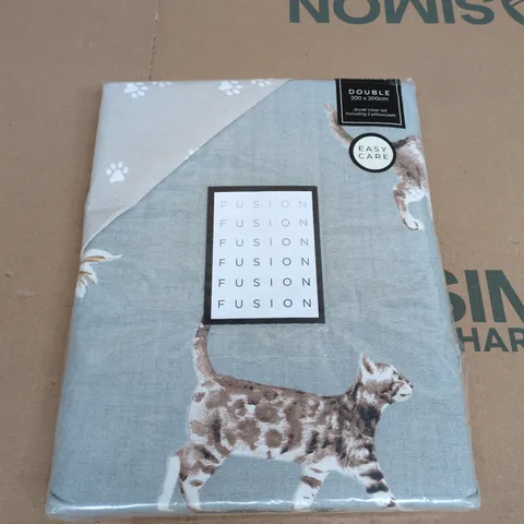 FUSION DUVET COVER SET – CAT PATTERN, EASY CARE, DOUBLE (200 X 200 CM)