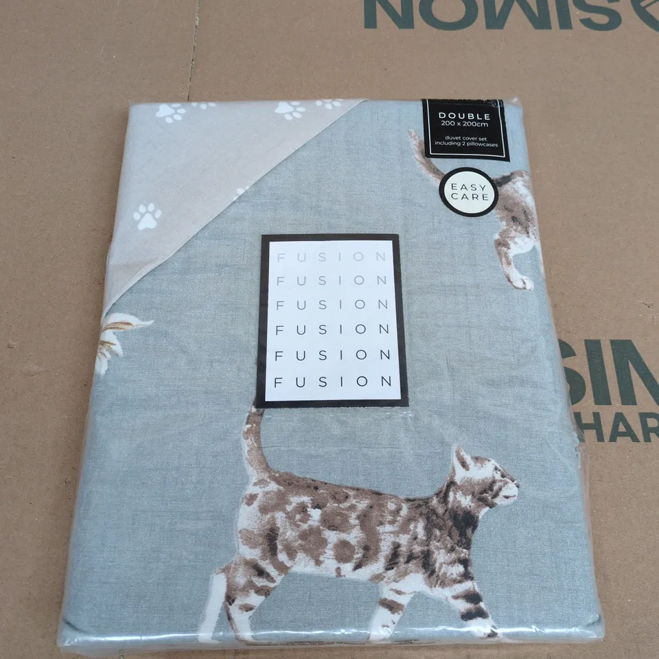 FUSION DUVET COVER SET – CAT PATTERN, EASY CARE, DOUBLE (200 X 200 CM)