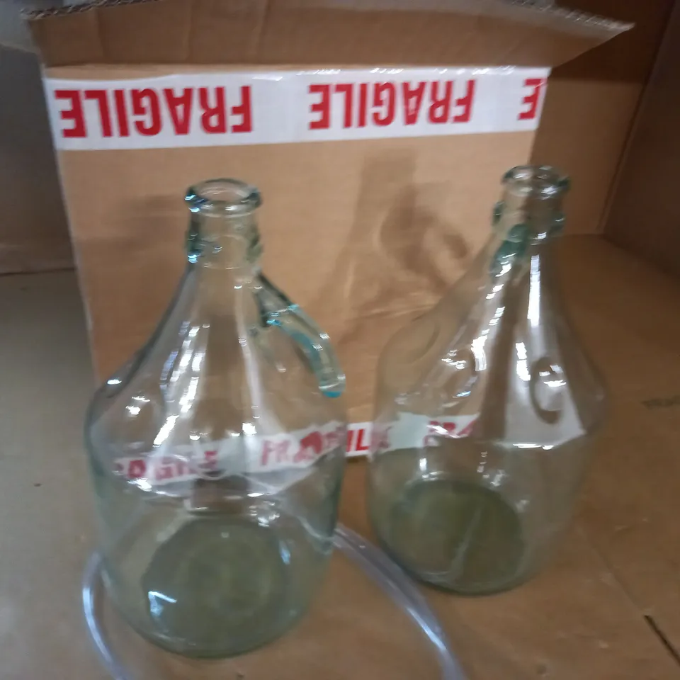 LOT OF 2 GLASS HOME BREW BOTTLES
