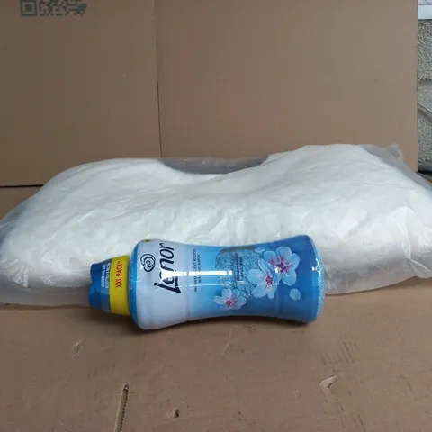 BOX OF APPROXIMATELY 20 ASSORTED ITEMS TO INCLUDE PILLOW, LENOR XXL PACK ETC
