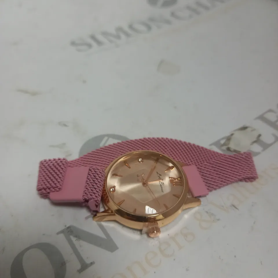 LADIES LA BANUS WATCH – PINK MESH STRAP – MAGNETIC CLASP	