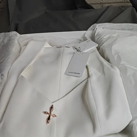 BOXED NADINE MERABI CREAM TROUSER SUIT - SIZE UK 12 