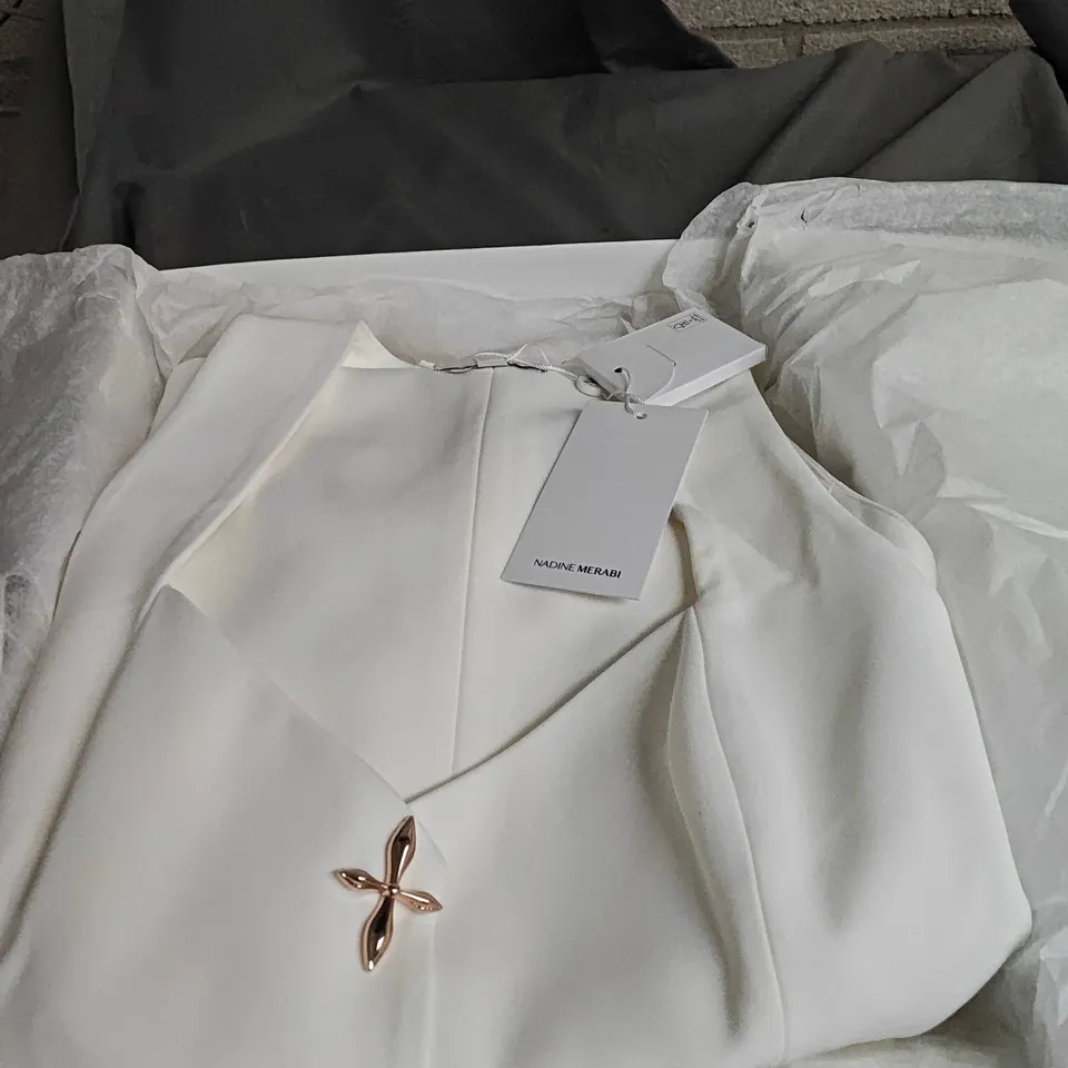 BOXED NADINE MERABI CREAM TROUSER SUIT - SIZE UK 12