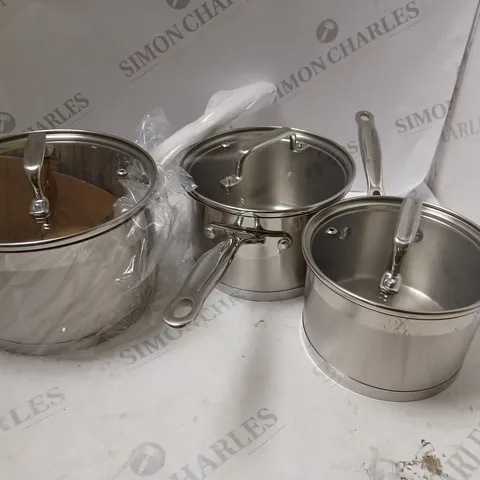 BOXED LINEA CAPRI SET OF 3 STAINLESS STEEL SAUCEPANS