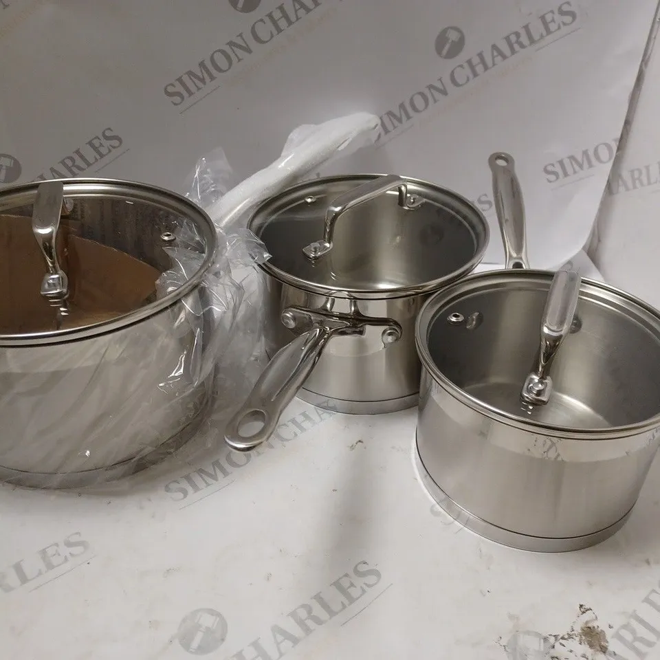 BOXED LINEA CAPRI SET OF 3 STAINLESS STEEL SAUCEPANS