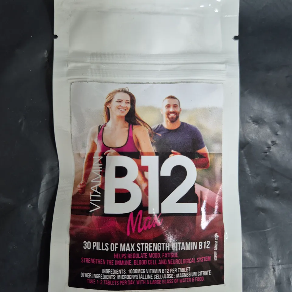 BOX OF APPROXIMATELY 45 PACKS OF CUTS-N-GAINS TABLETS - VITAMIN B12 (30 TABLETS PER PACK)