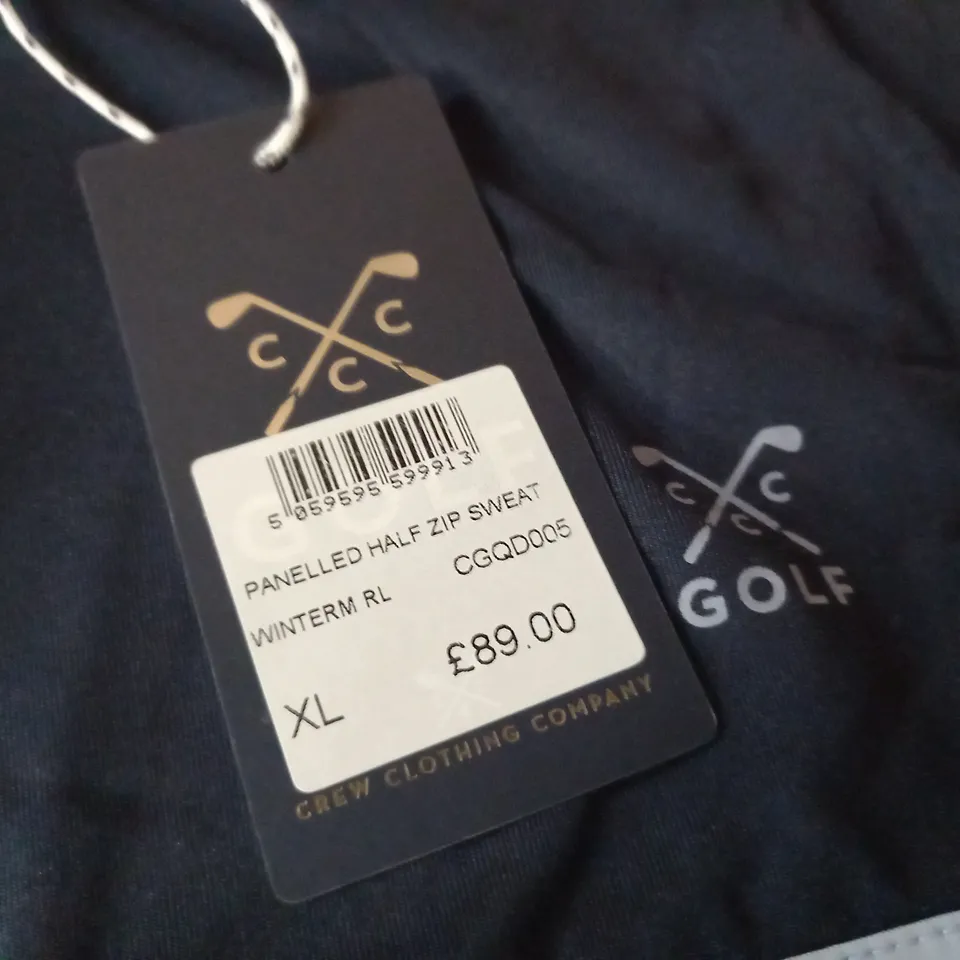 CREW CLOTHING GOLF PANELLED HALF ZIP SWEATSHIRT - XL