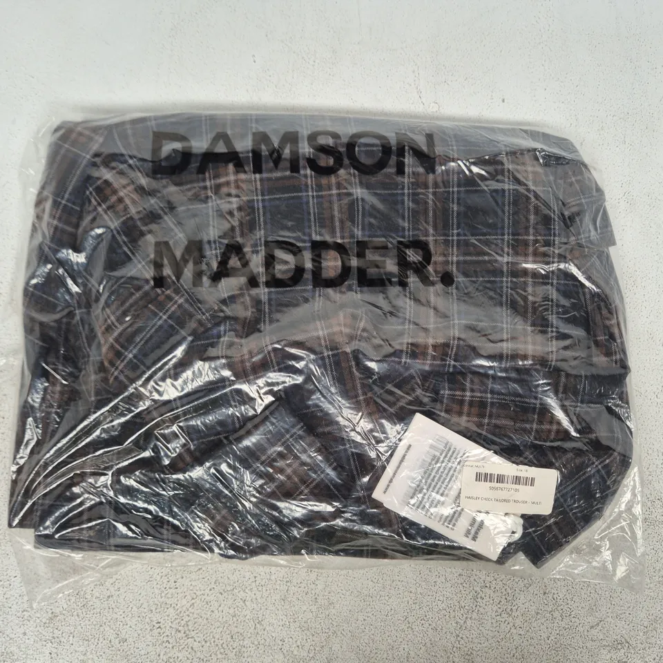 BAGGED DAMSON MADDER HAISLEY CHECK TAILORED TROUSERS IN MULTI SIZE 18