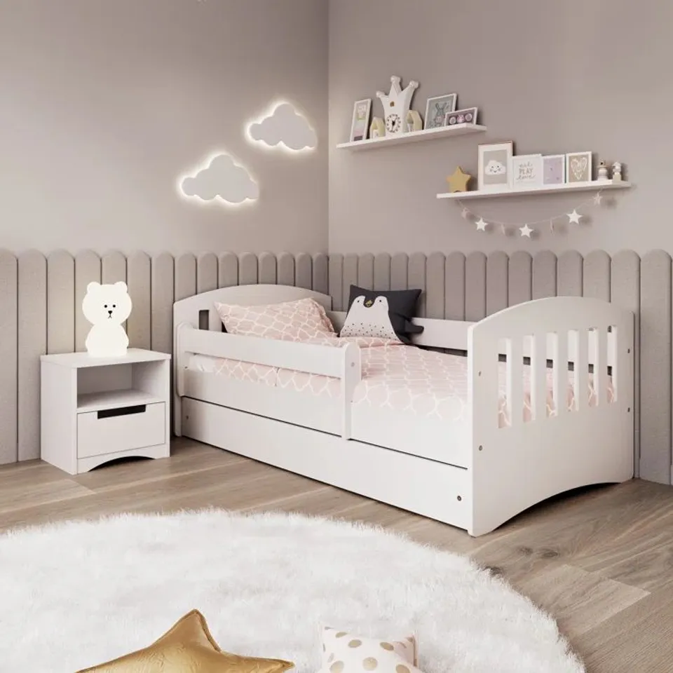 BOXED LAURYN KIDS BED WITH DRAWERS - WHITE (2 BOXES)