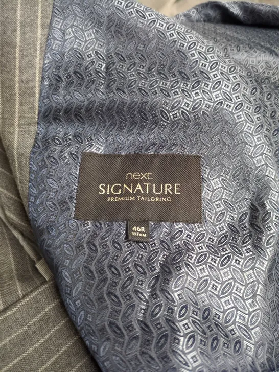 Lot 876: NEXT SIGNATURE PREMIUM TAILORING MENS 3PCE GREY PINSTRIPE SUIT ...