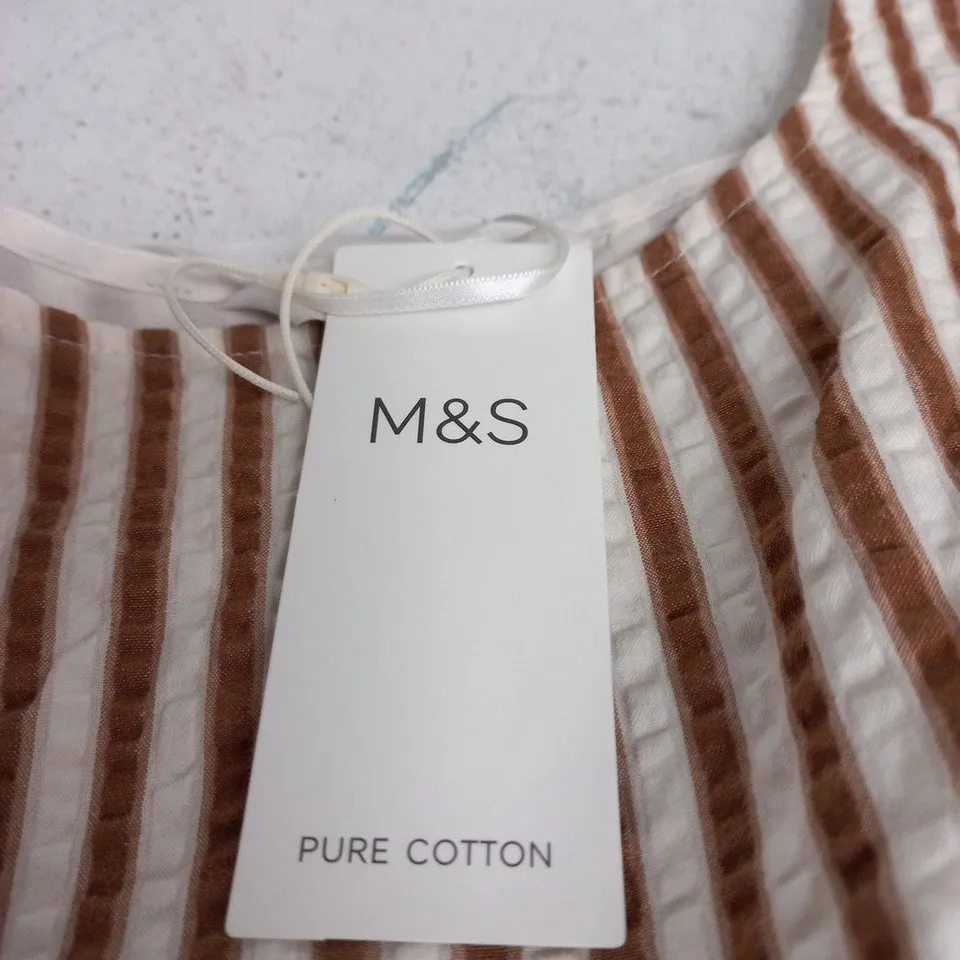 M&S PURE COTTON STRIPED DRESS – WOMEN'S, UK 14, REGULAR LENGTH