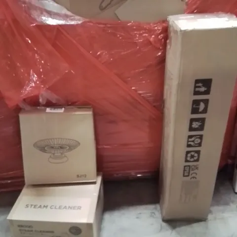 PALLET OF ASSORTED HOUSEHOLD GOODS AND PRODUCTS TO INCLUDE;FRUIT BOWL,STEAM CLEANER,PLAYPEN