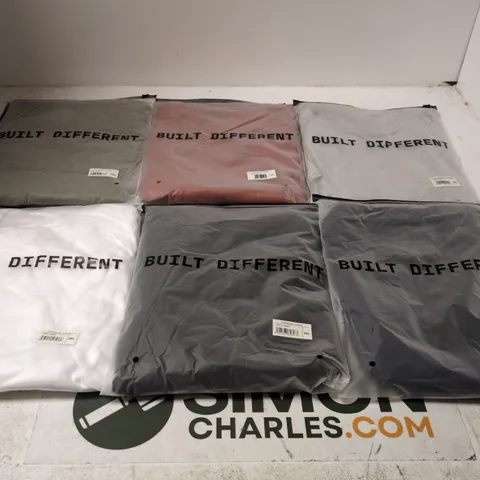 BOX OF APPROXIMATELY 20 ASSORTED BUILT DIFFERENT T-SHIRTS/SHIRTS IN VARIOUS COLOURS AND SIZES 