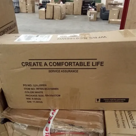 BOXED WALL HUNG WHITE SHELVING UNIT